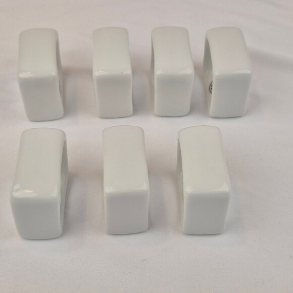 Crown Baccara Napkin Rings Modern Rectangle Porcelain Glossy Finish Set of 7 - Picture 9 of 13